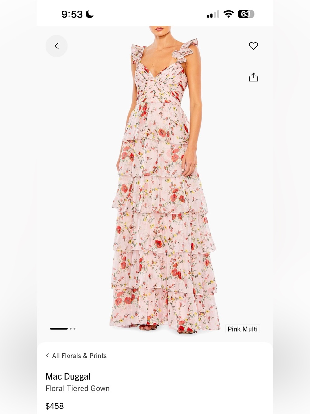 Mac Duggal Floral Tiered Gown